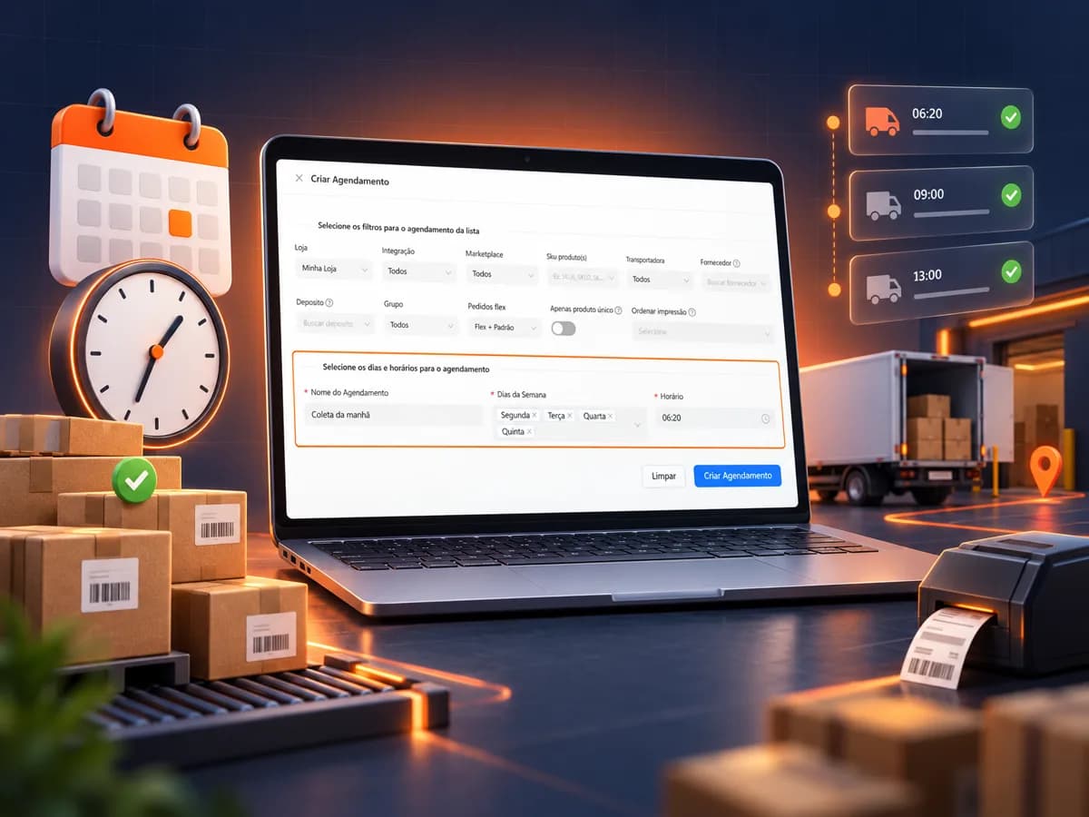 Criação de um agendamento de expedição na Expedy com horários de coleta