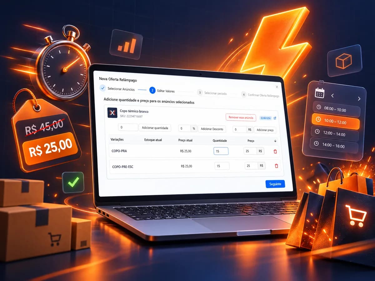Criação de uma Oferta Relâmpago na Expedy com preço promocional e turnos
